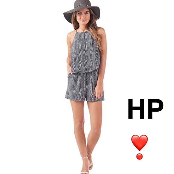 Mud Pie Pants - NWOT Mud Pie Black/White Striped Racerback Romper